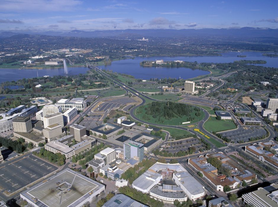 Aerial view of Canberra Canberra from the air